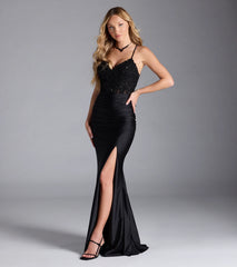 Carena Corset Lace-Up Slit Formal Dress