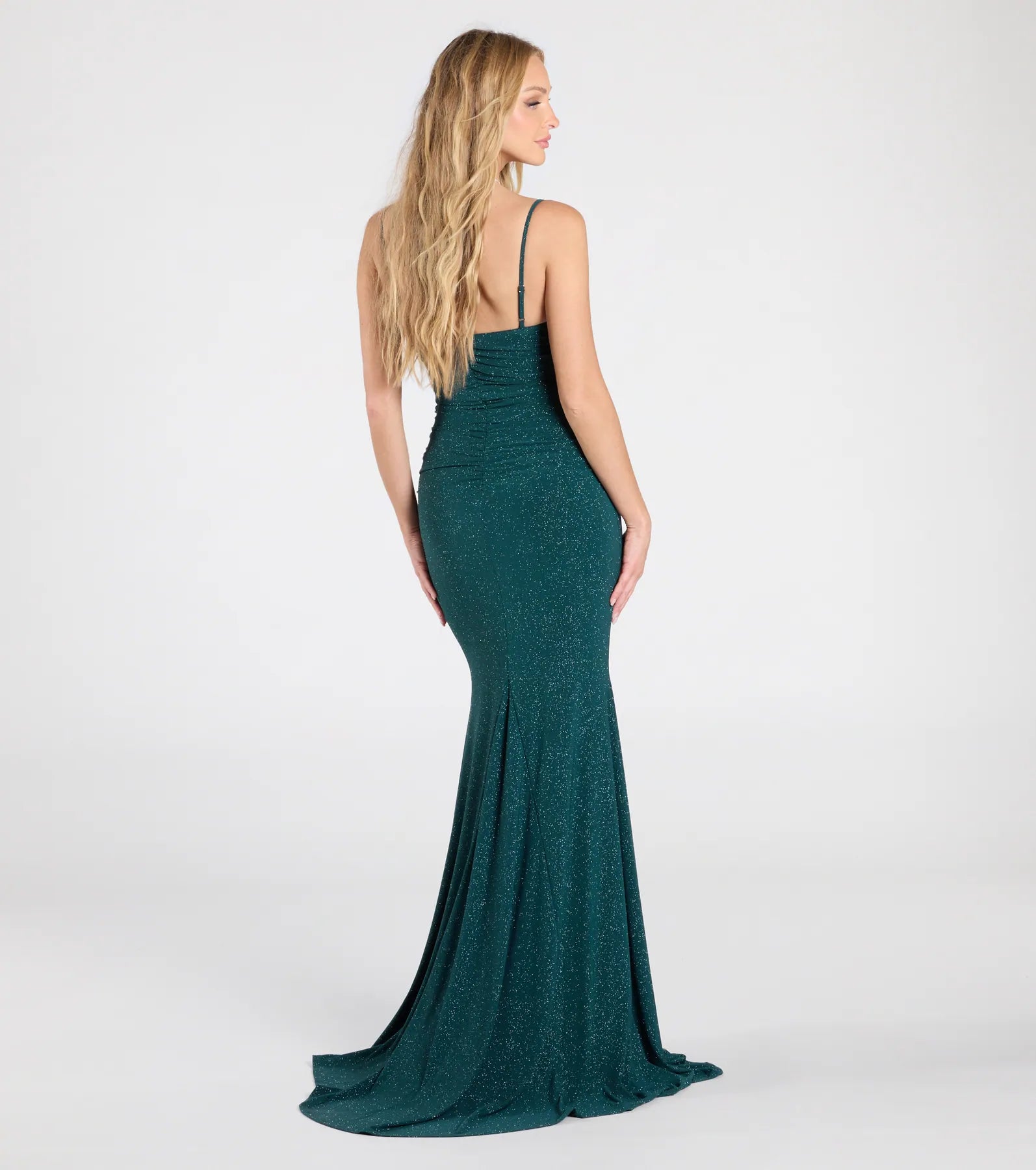 Corrina Cowl Neck Mermaid Glitter Formal Dress