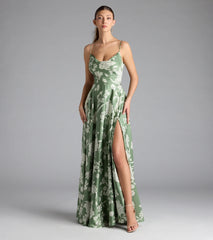 Robina Lace-Up A-Line Floral Satin Formal Dress