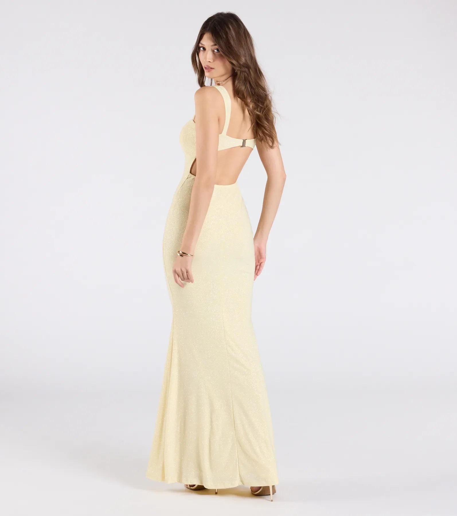 Halie Open Back Mermaid Glitter Formal Dress