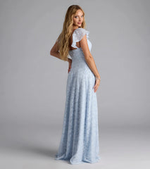 Vittoria Flutter Sleeve A-Line Chiffon Formal Dress