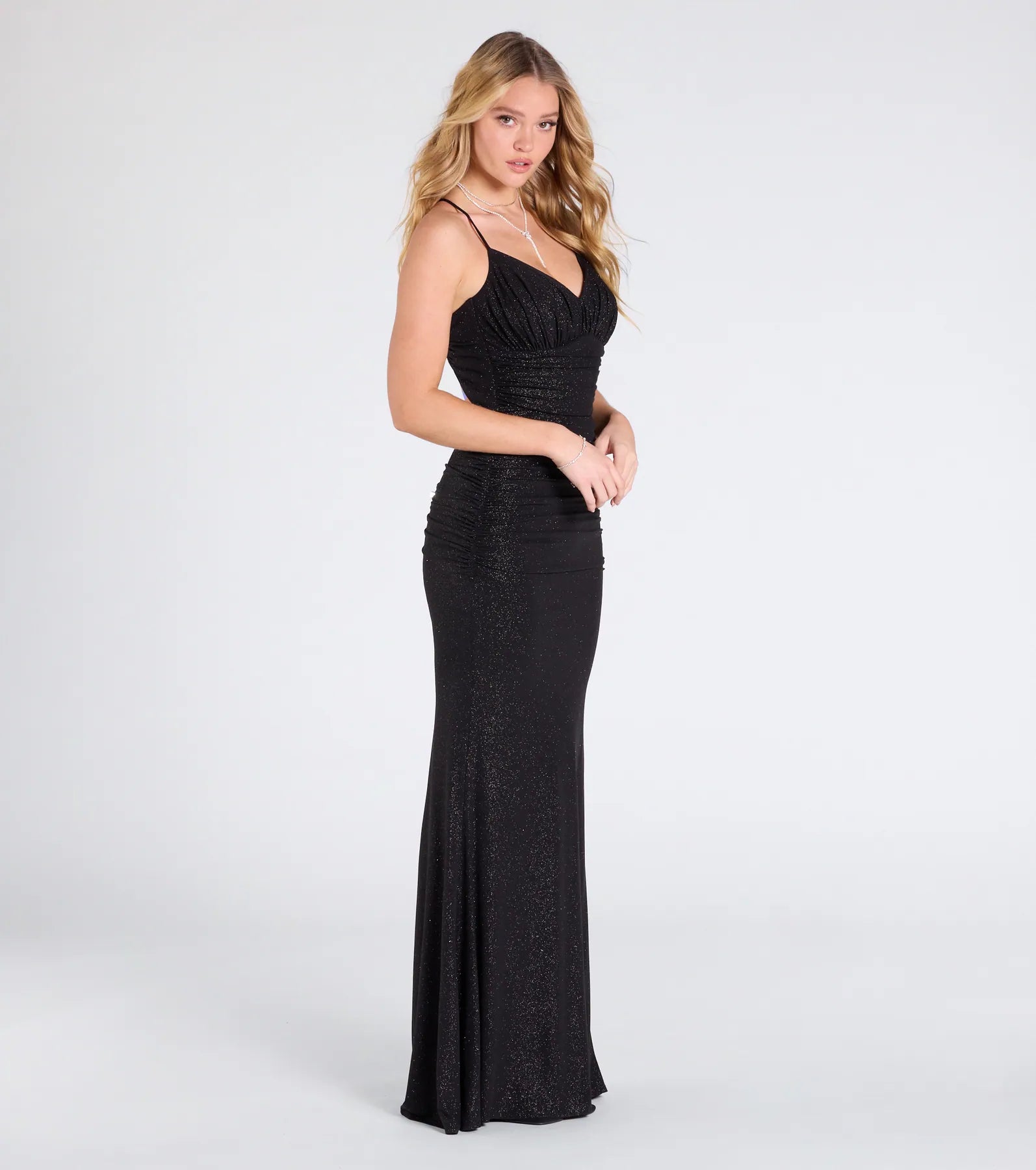 Brigitta Glitter Lace-Up Mermaid Dress