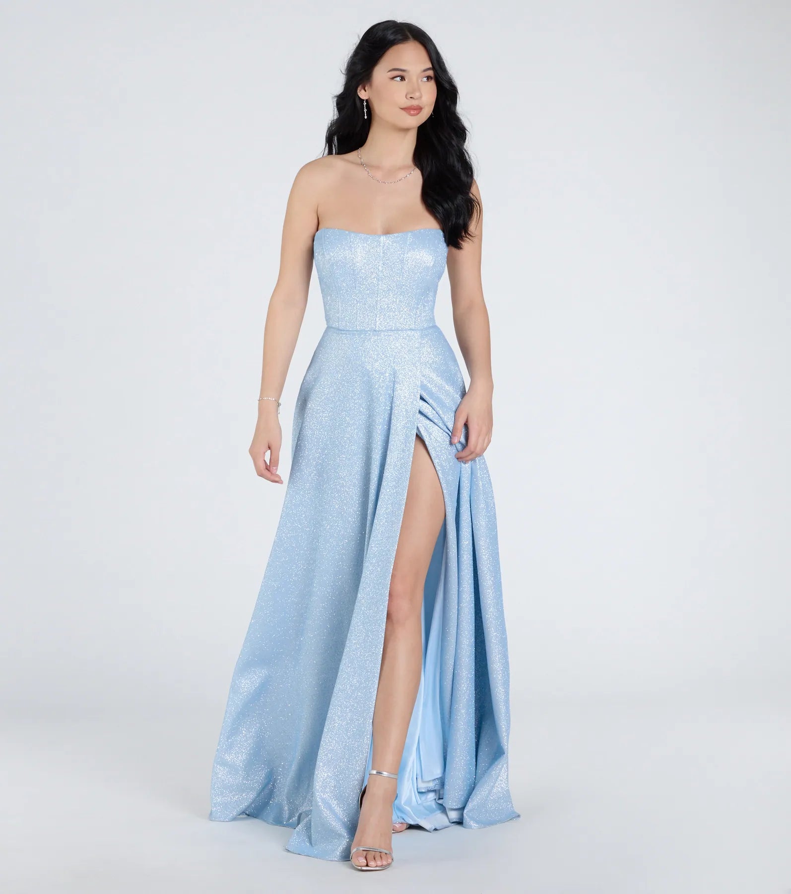 Charlotte Strapless Corset A-Line Glitter Formal Dress