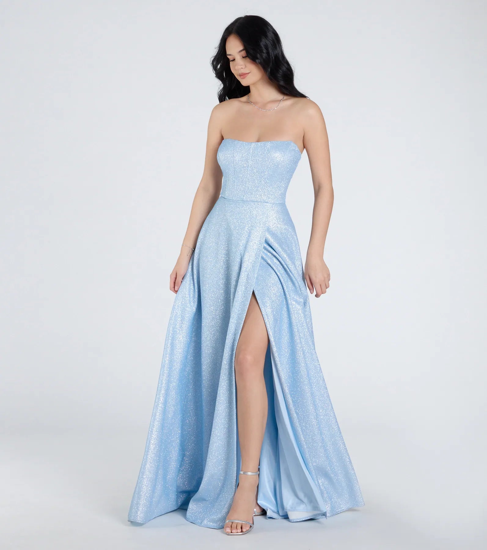 Charlotte Strapless Corset A-Line Glitter Formal Dress