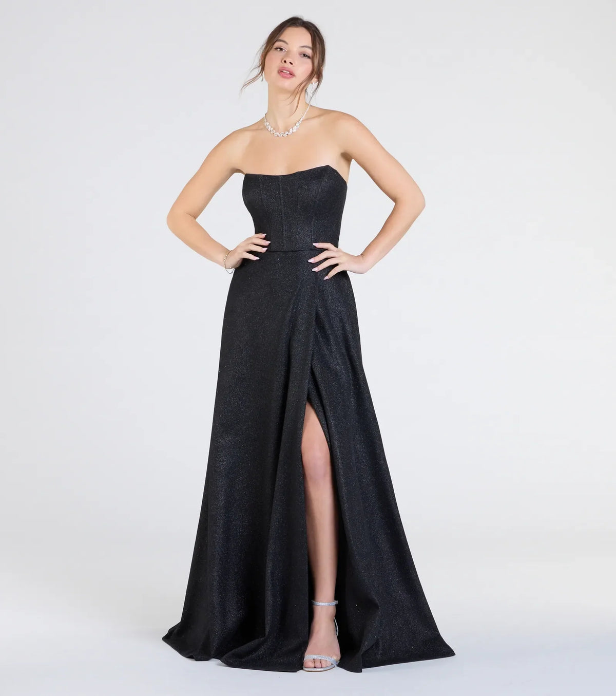 Charlotte Strapless Corset A-Line Glitter Formal Dress