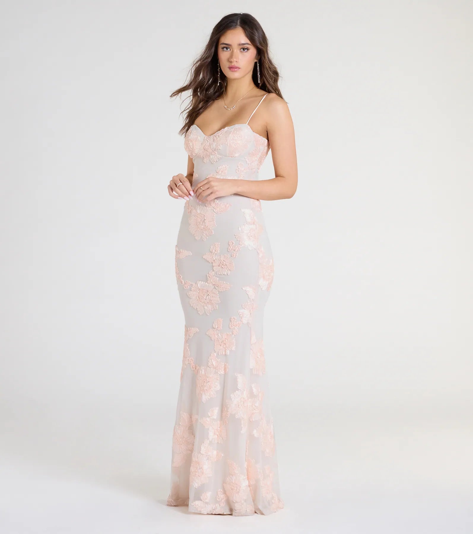 Nicollet Lace-Up Mermaid Floral Formal Dress