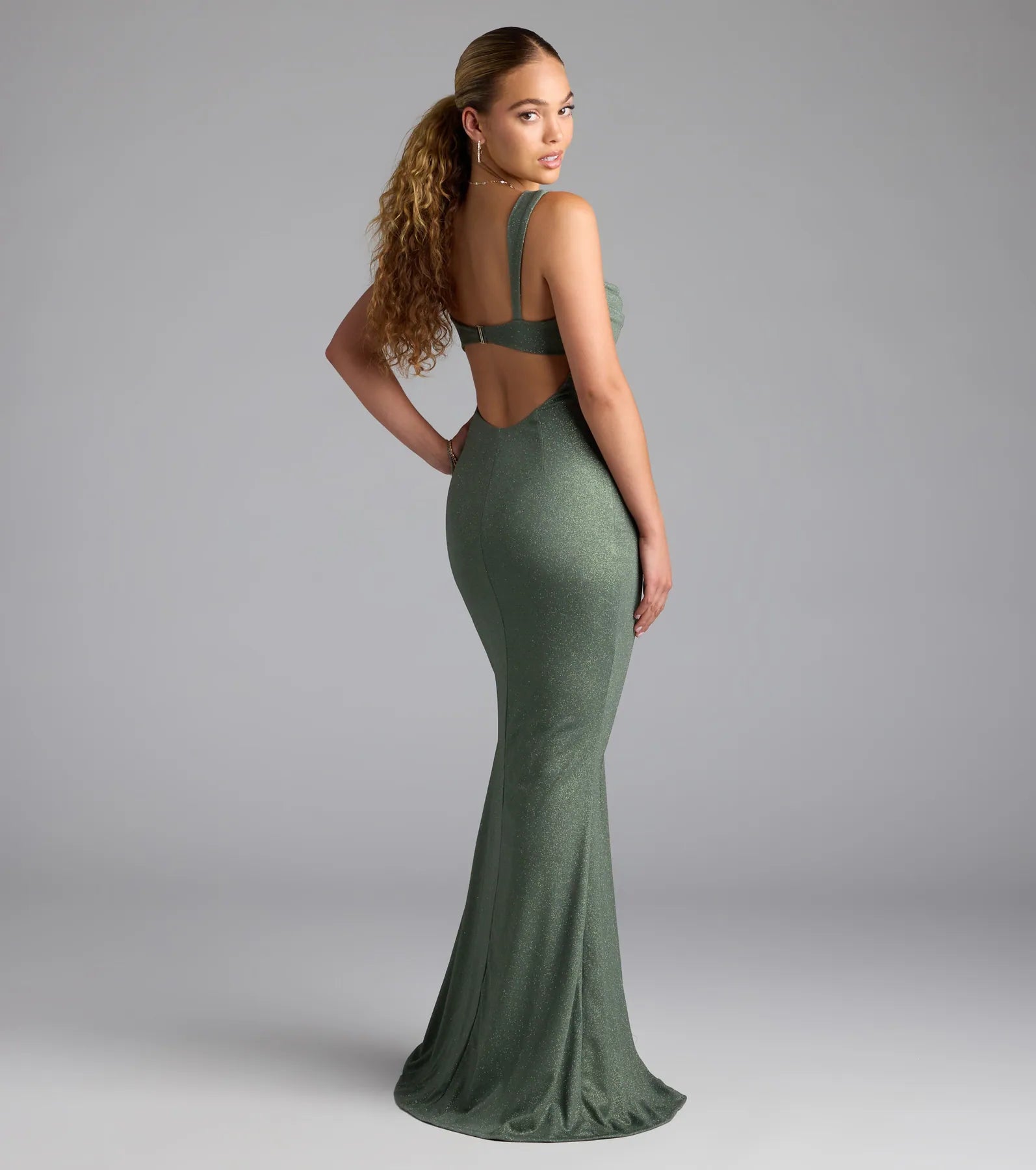 Catherine Open Back Mermaid Glitter Formal Dress