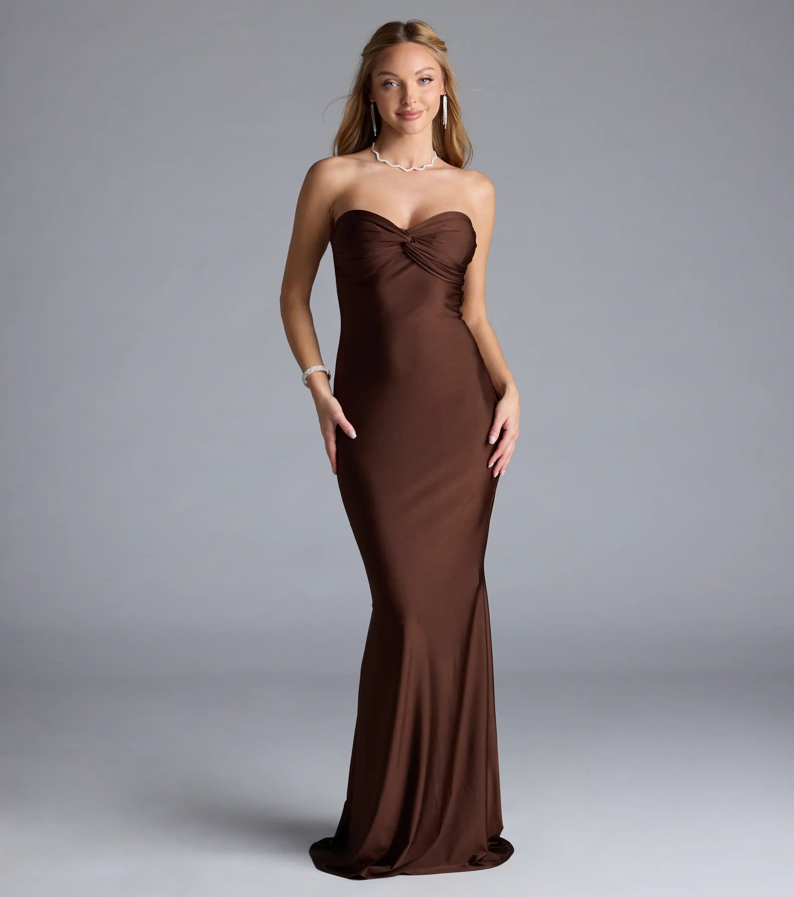 Kimberly Strapless Tie-Back Mermaid Formal Dress