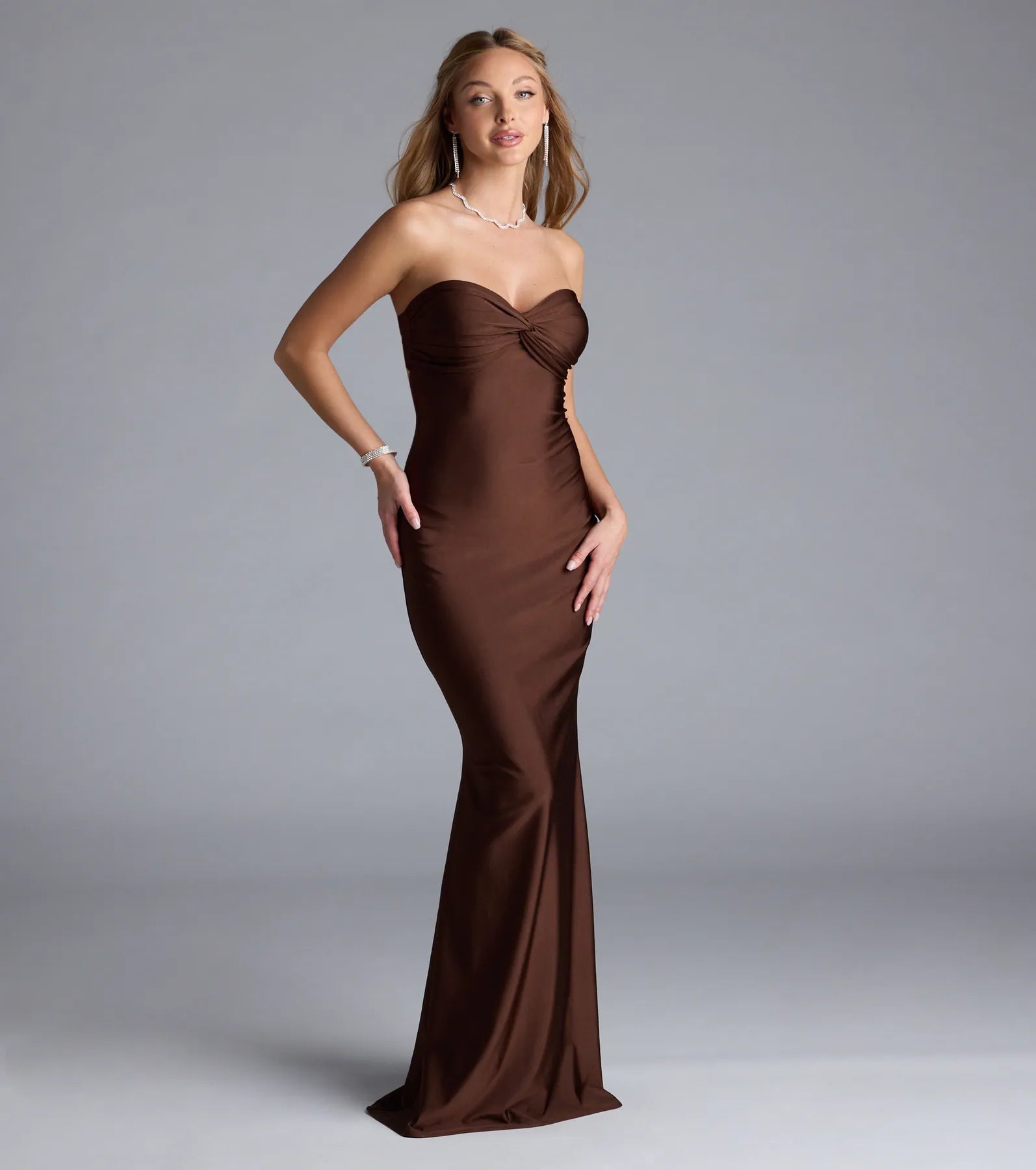 Kimberly Strapless Tie-Back Mermaid Formal Dress