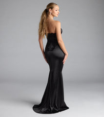 Amari Strapless Applique Mermaid Satin Formal Dress