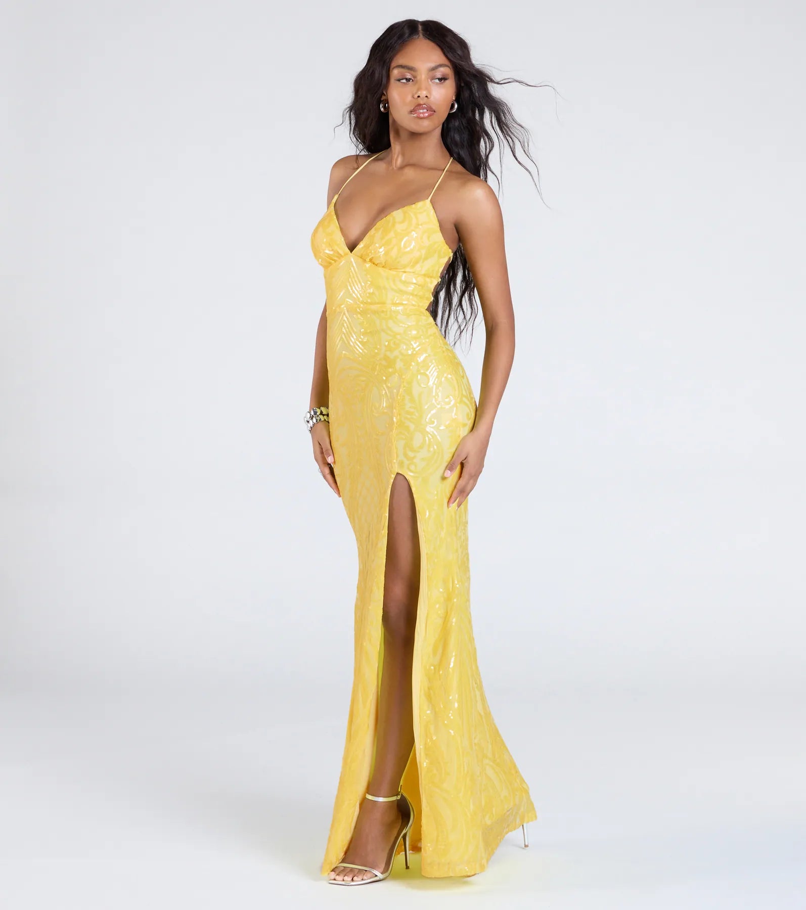 Saige Formal Sequin Lace-Up Mermaid Dress