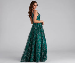 Kristin Formal Embroidered Glitter Ball Gown