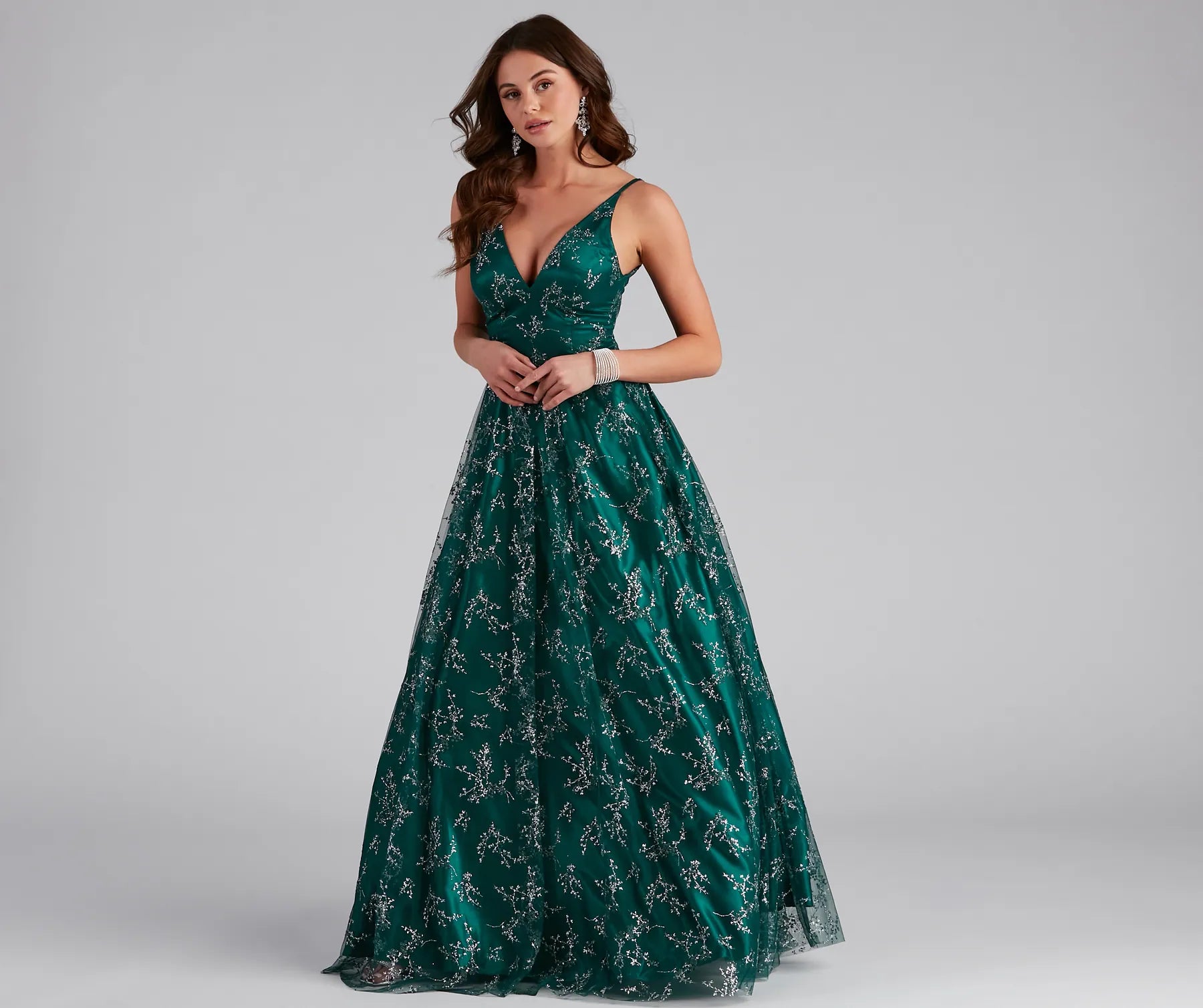 Kristin Formal Embroidered Glitter Ball Gown