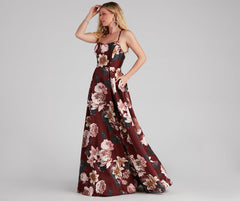Hayde Formal Floral Lace Up Ball Gown