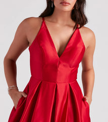 Darcie Satin Tie Back A-Line Ball Gown