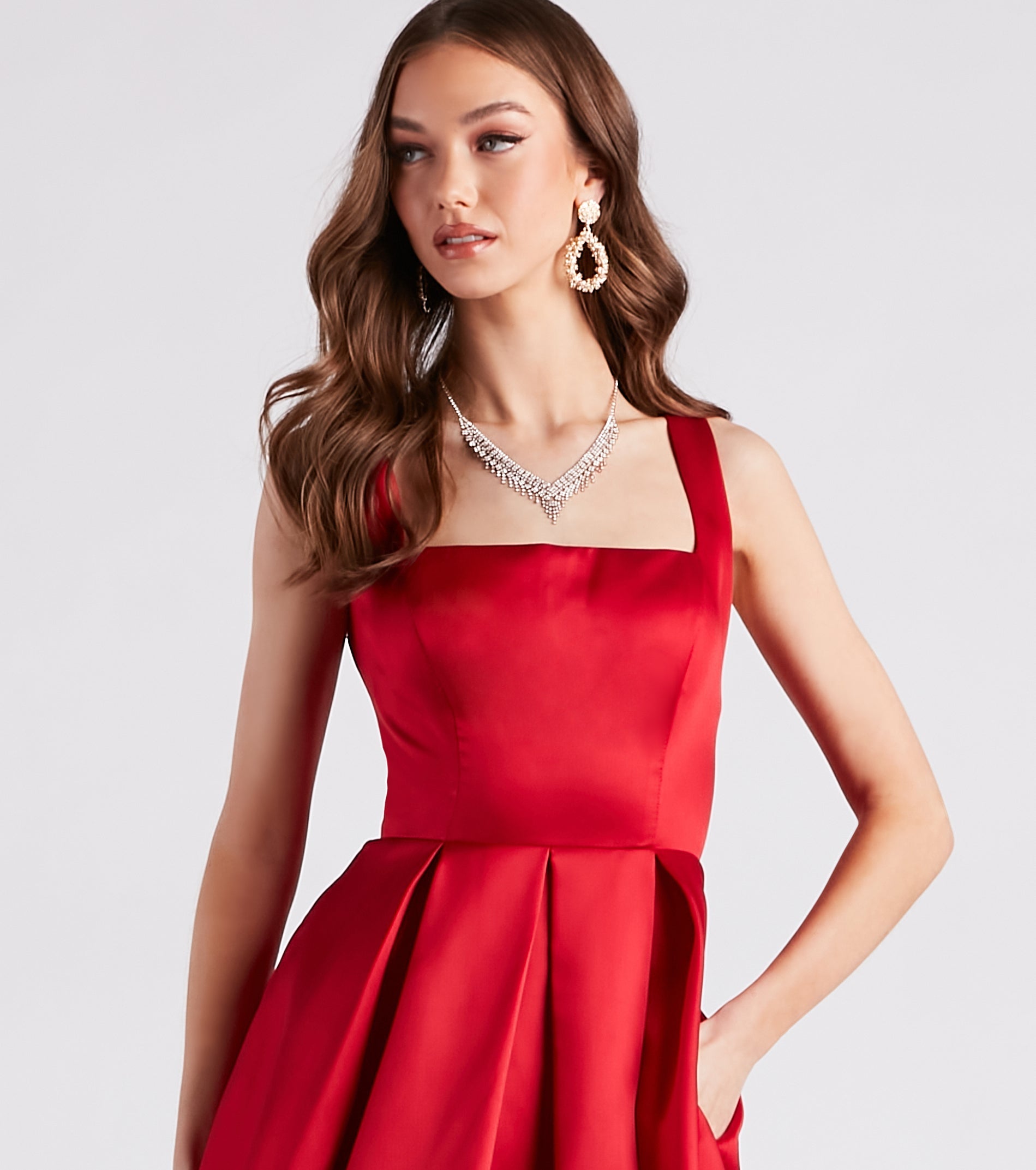 Kristine Satin Lace-Up A-Line Ball Gown