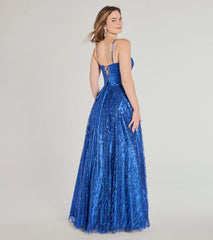Janet Bustier Lace-Up Glitter A-Line Ball Gown