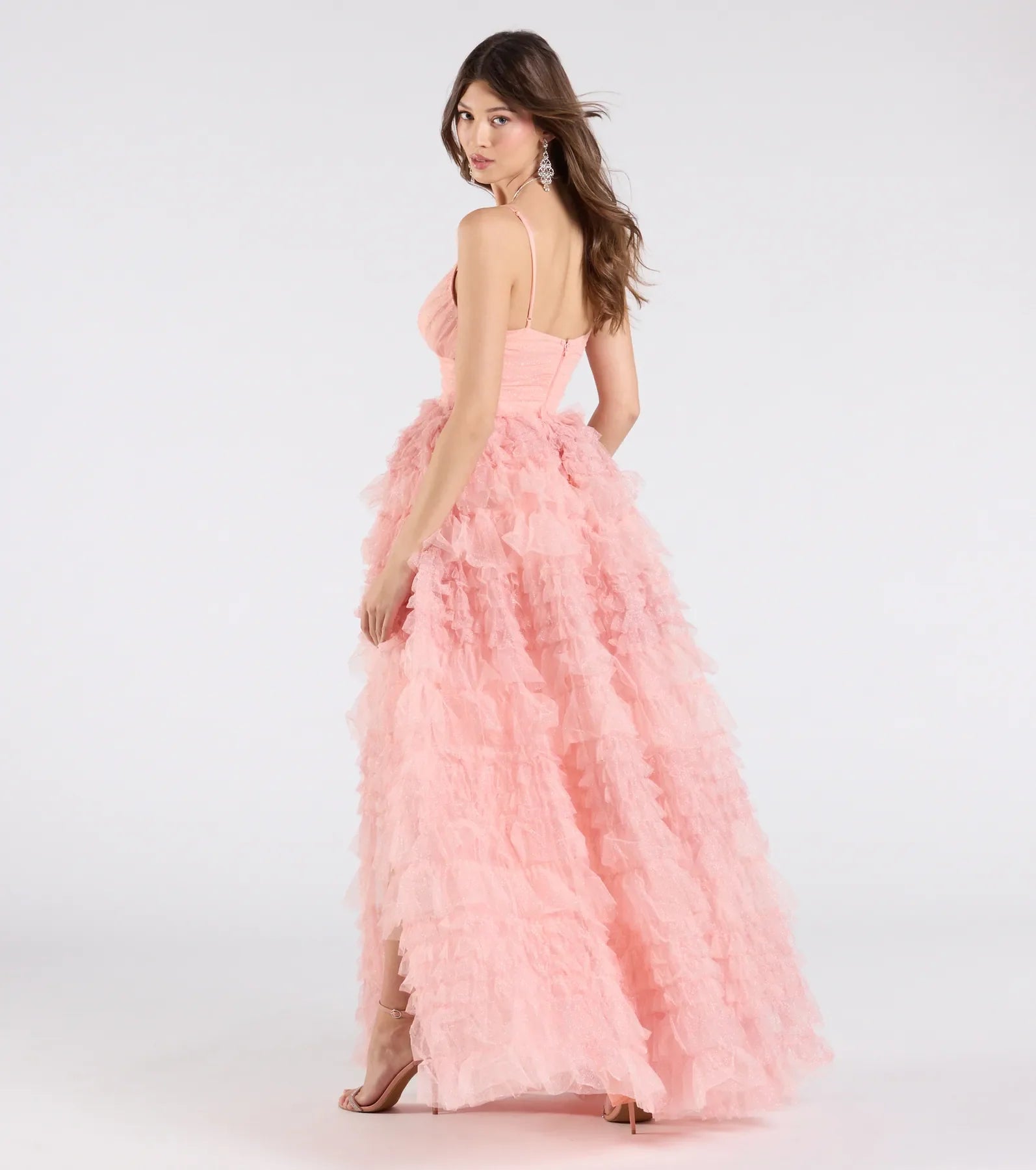 Amabella Ruffled Glitter Tulle Ball Gown