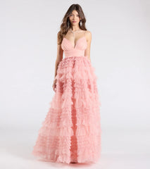 Amabella Ruffled Glitter Tulle Ball Gown