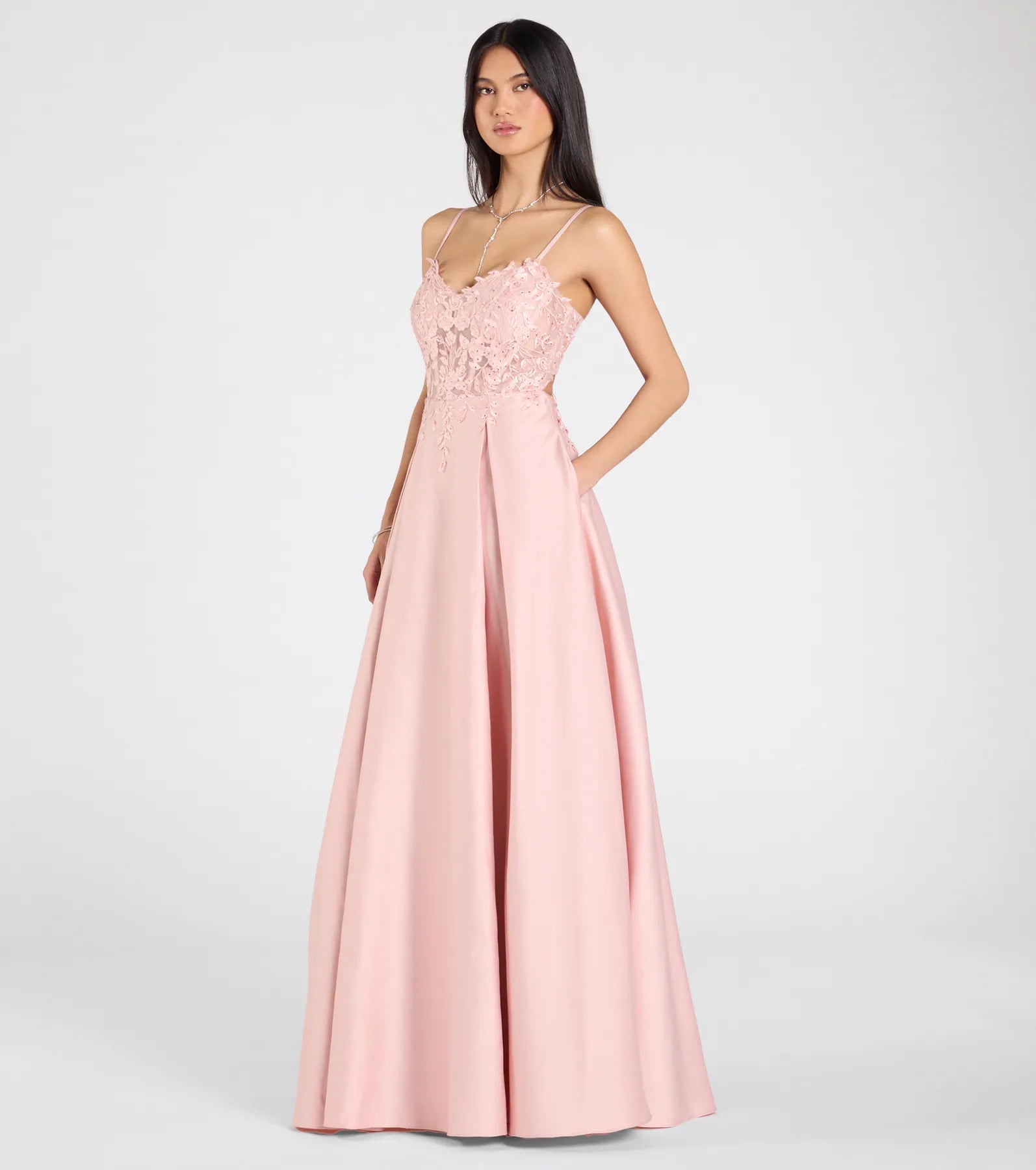 Paloma Corset Applique A-Line Satin Ball Gown