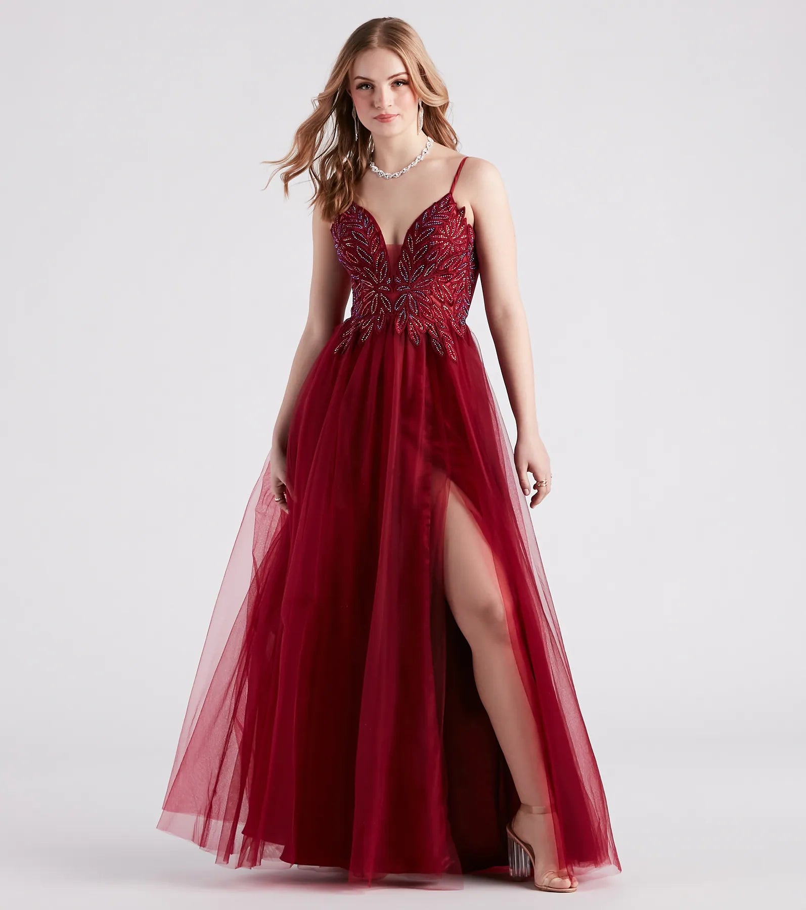 Isabelle Rhinestone Embroidered A-Line Formal Dress