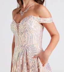 Ava Sequin Off-The-Shoulder Ball Gown