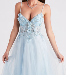 Mischka Beaded Floral A-Line Ball Gown