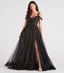 Adele Lace Glitter Cold Shoulder Ball Gown