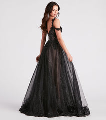 Adele Lace Glitter Cold Shoulder Ball Gown