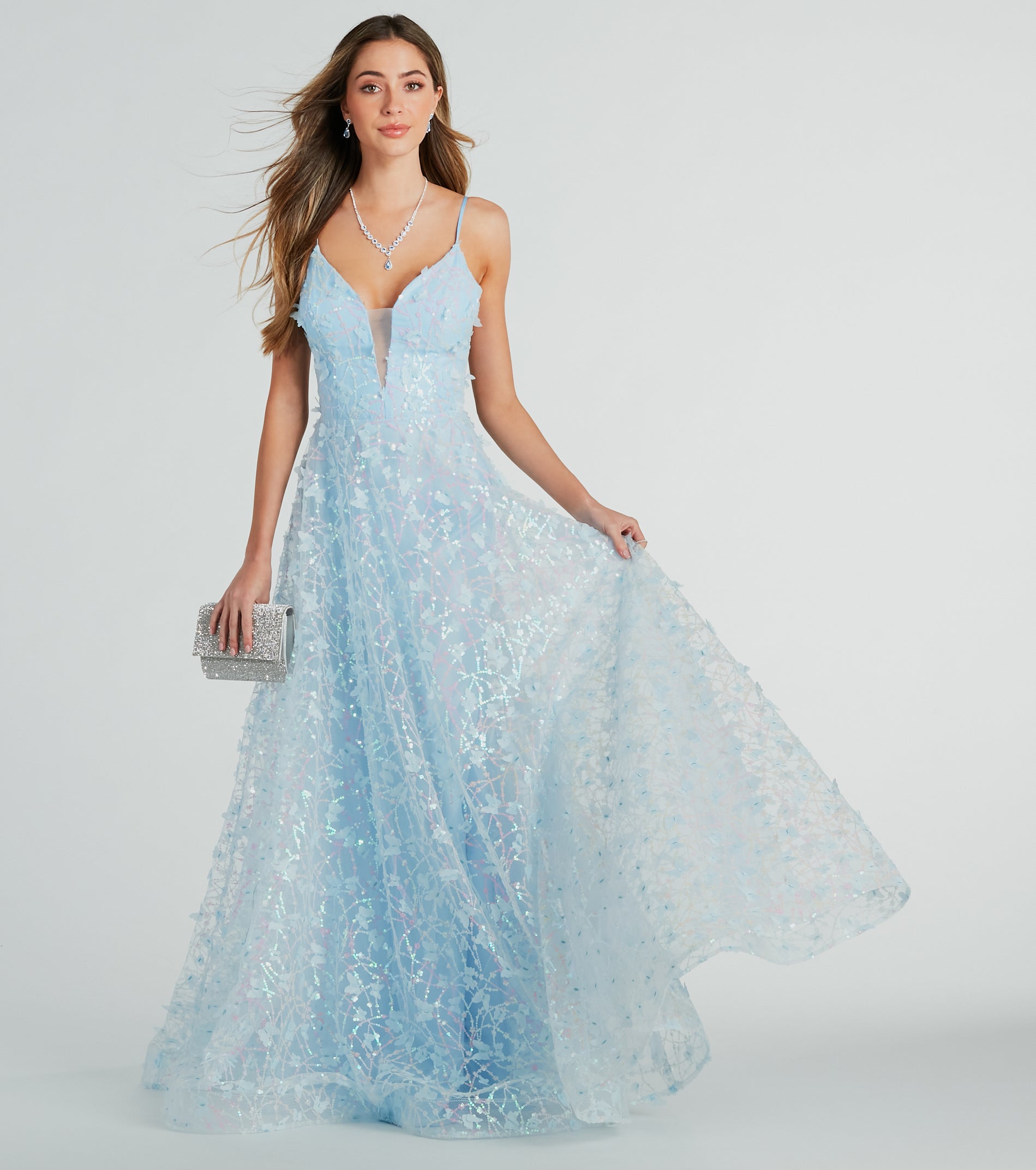 Kallie Butterfly Mesh A-Line Ball Gown