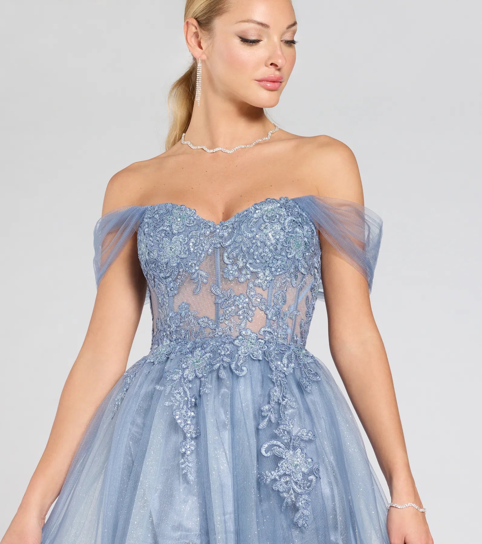 Yarelis Corset A-Line Glitter Tulle Ball Gown