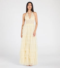 Bristol Floral Applique Ruffled Tulle Ball Gown