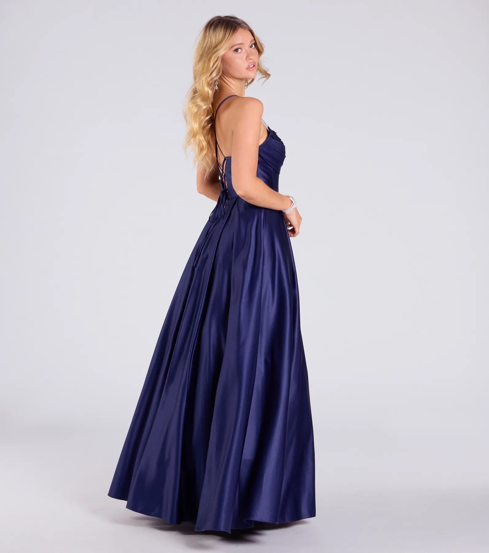 Tessa Corset Lace-Up A-Line Satin Ball Gown