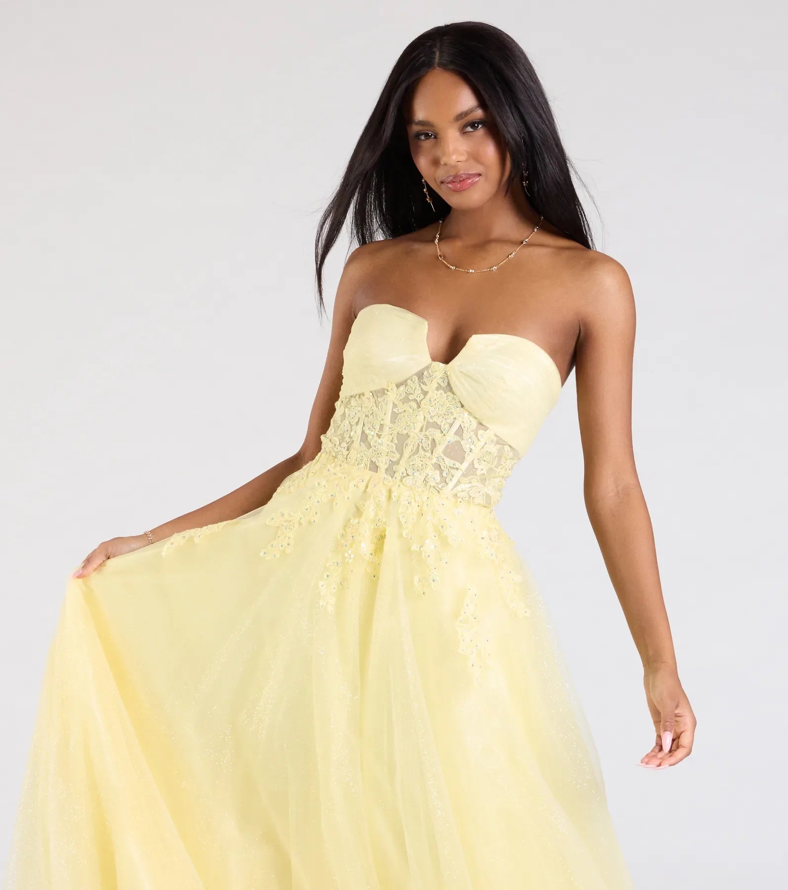 Gwen Strapless Corset A-Line Glitter Ball Gown