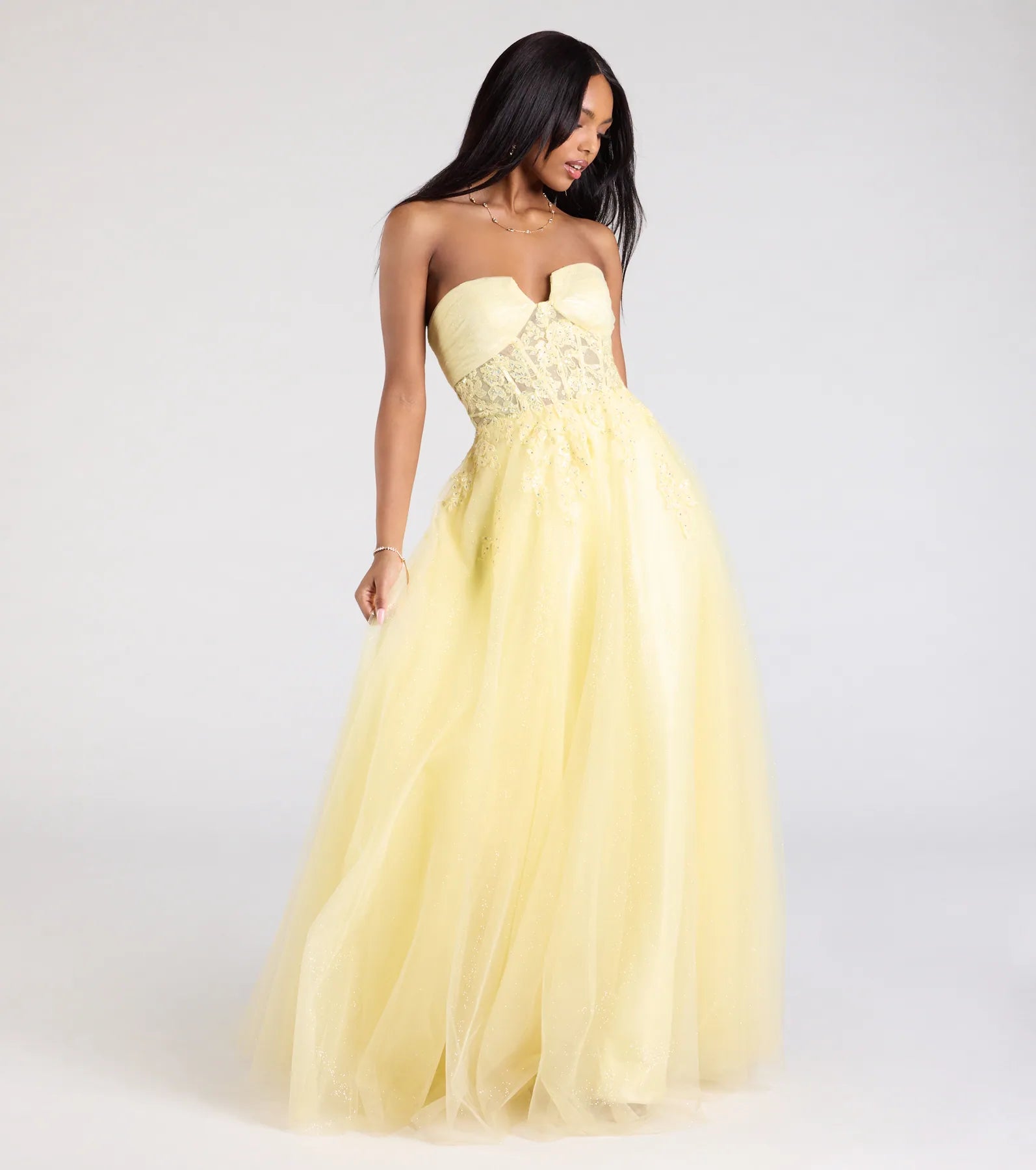 Gwen Strapless Corset A-Line Glitter Ball Gown