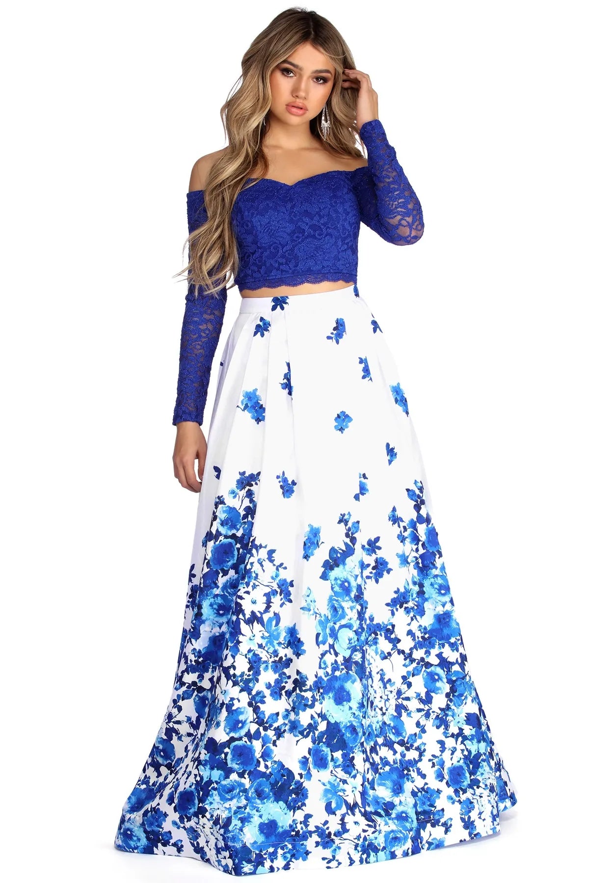Aline Formal Floral Two Piece Dress