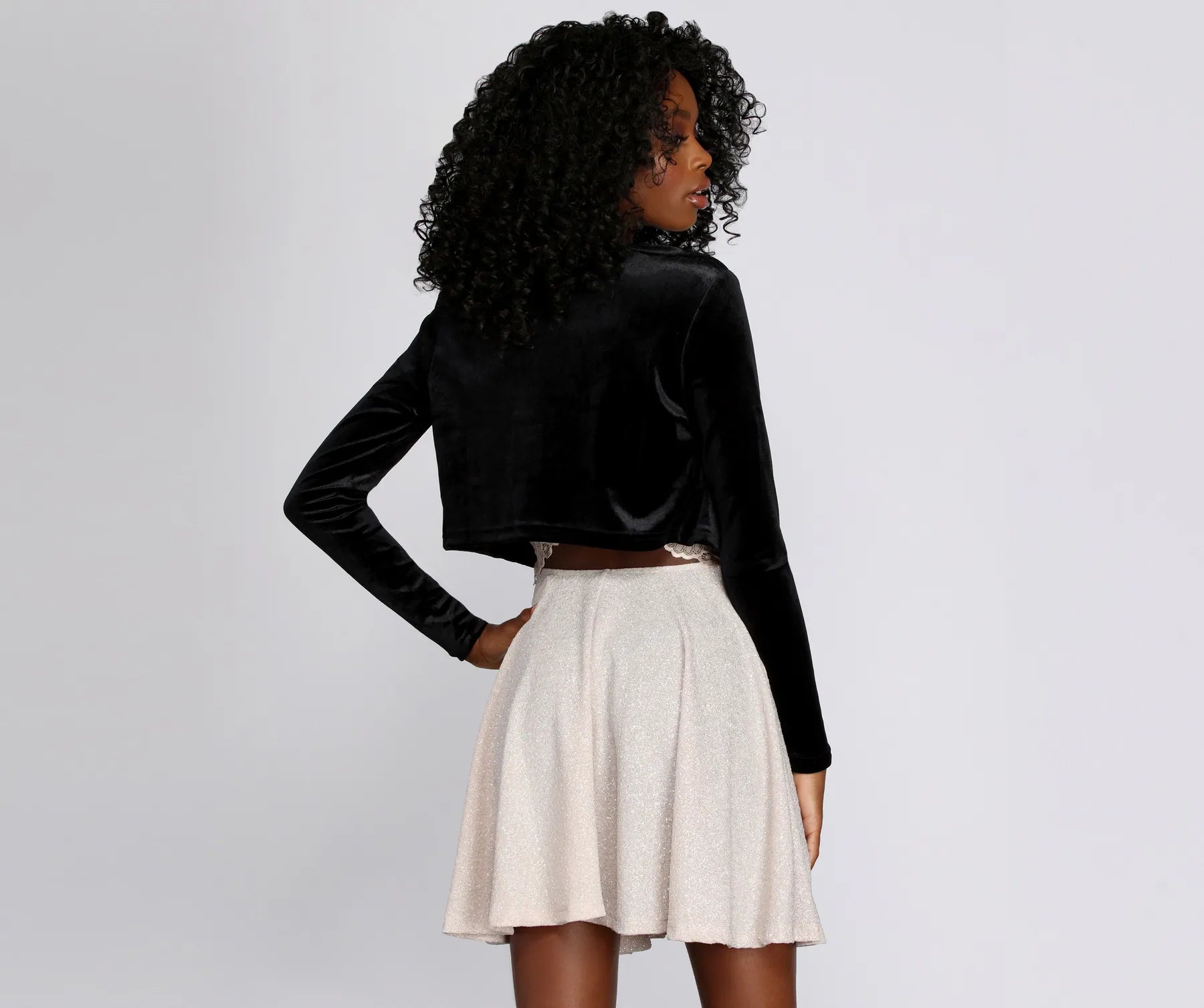 Velvet Crop Bolero Cover Jacket