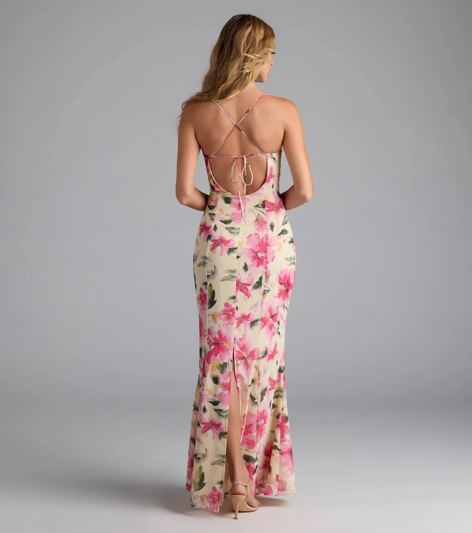 Vacay Beauty Strappy Back Floral Maxi Dress