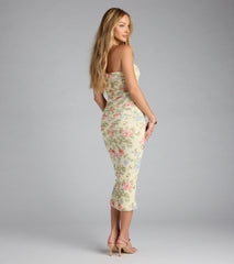 Playful Chic Floral Tube Midi Dress