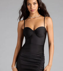 Chic Flirt High Slit Bodycon Midi Dress