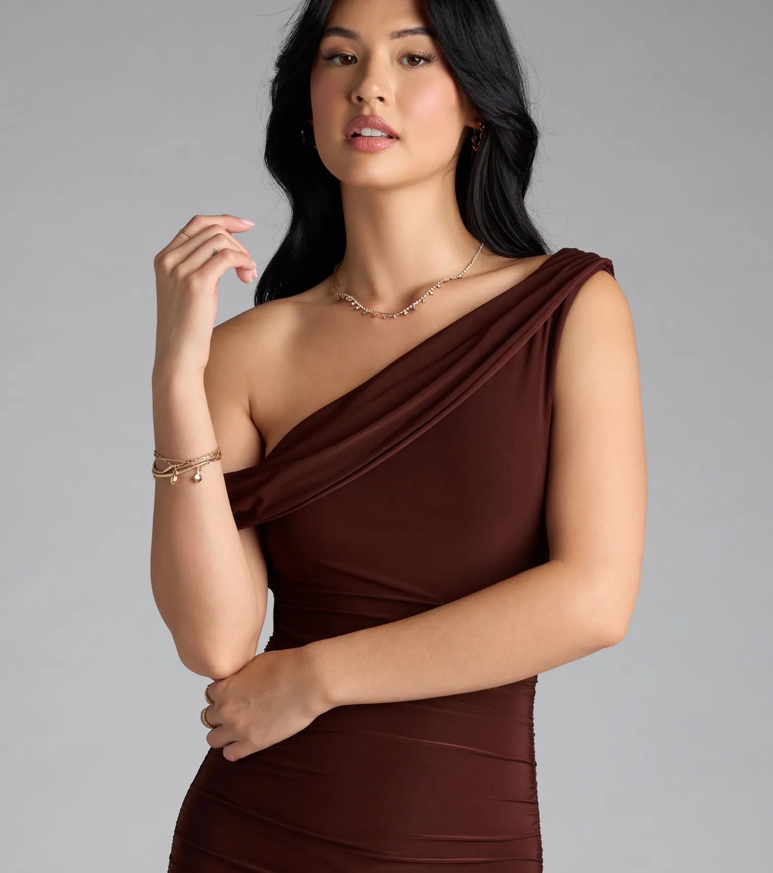Can't Deny It One-Shoulder Bodycon Midi Dress