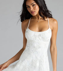 Subtle Shimmer Sequin Strappy A-Line Mini Dress