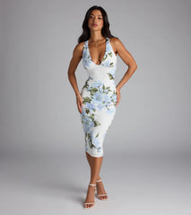 So Stunning Floral Open Back Midi Dress
