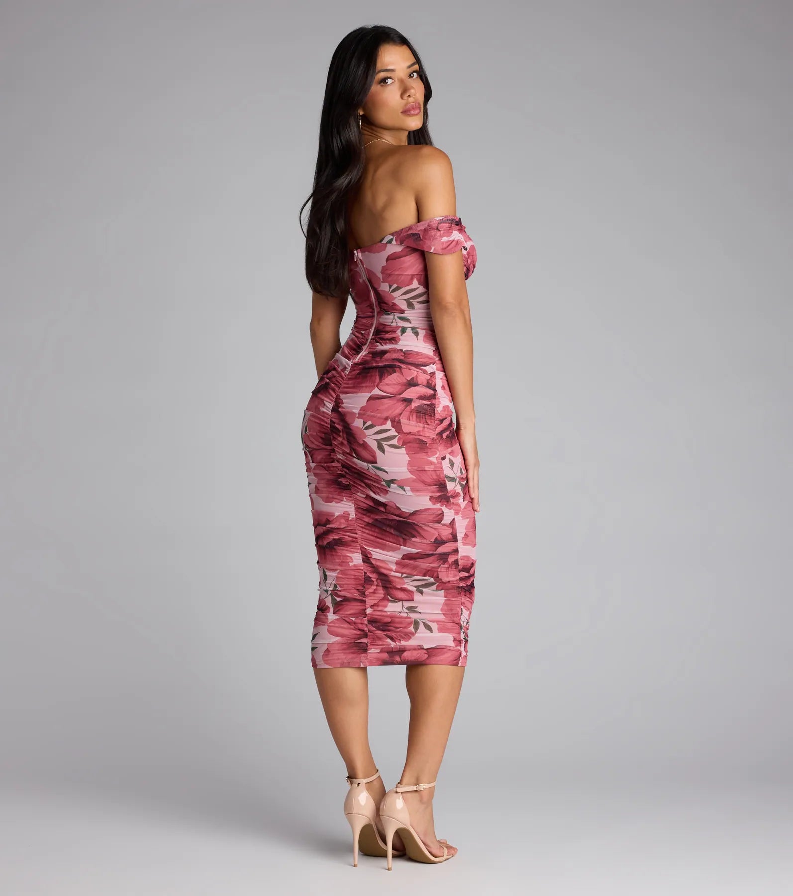 Crush Season Floral Mesh Midi Dress