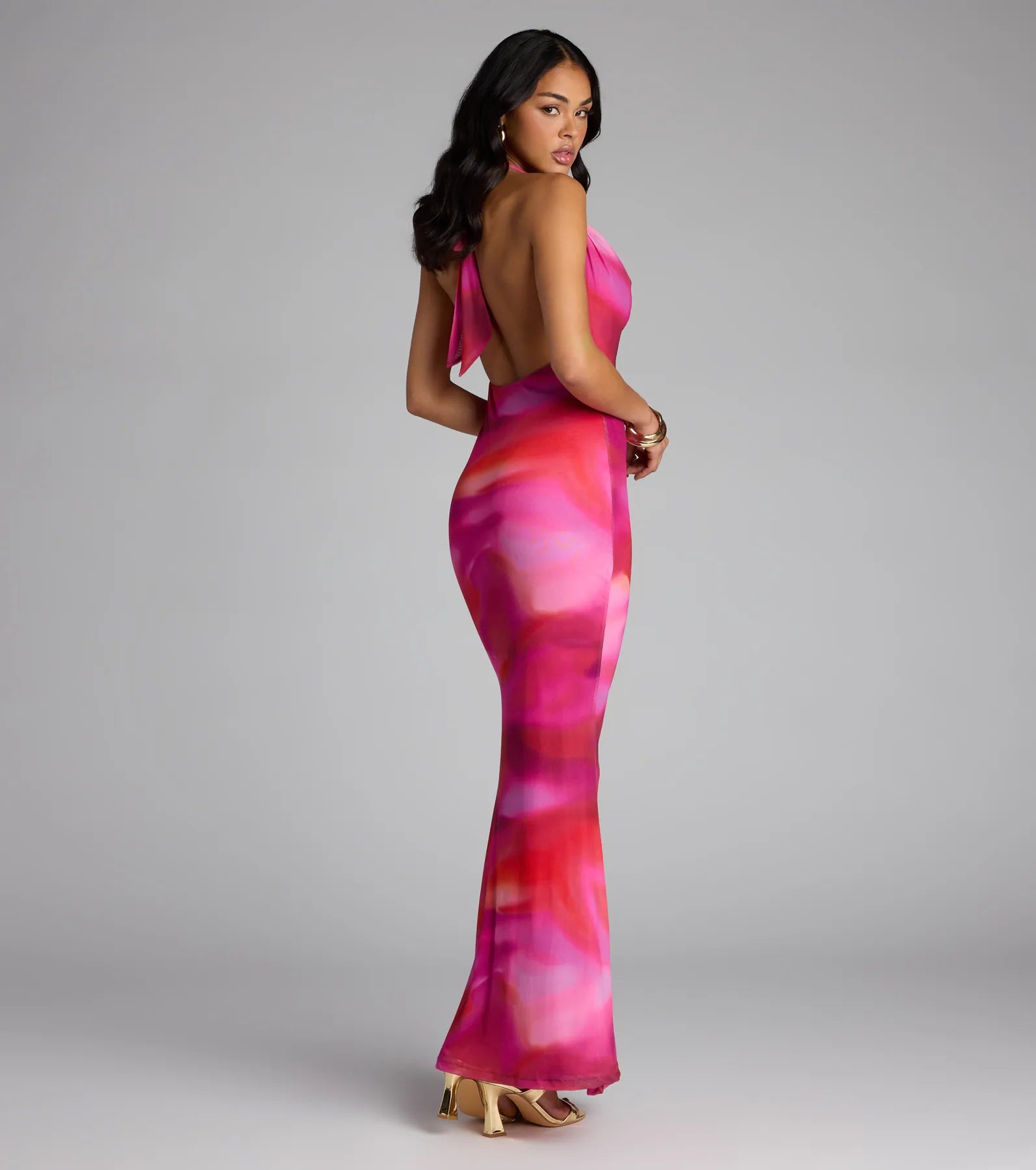 Turn Heads Tie-Dye Open Back Maxi Dress