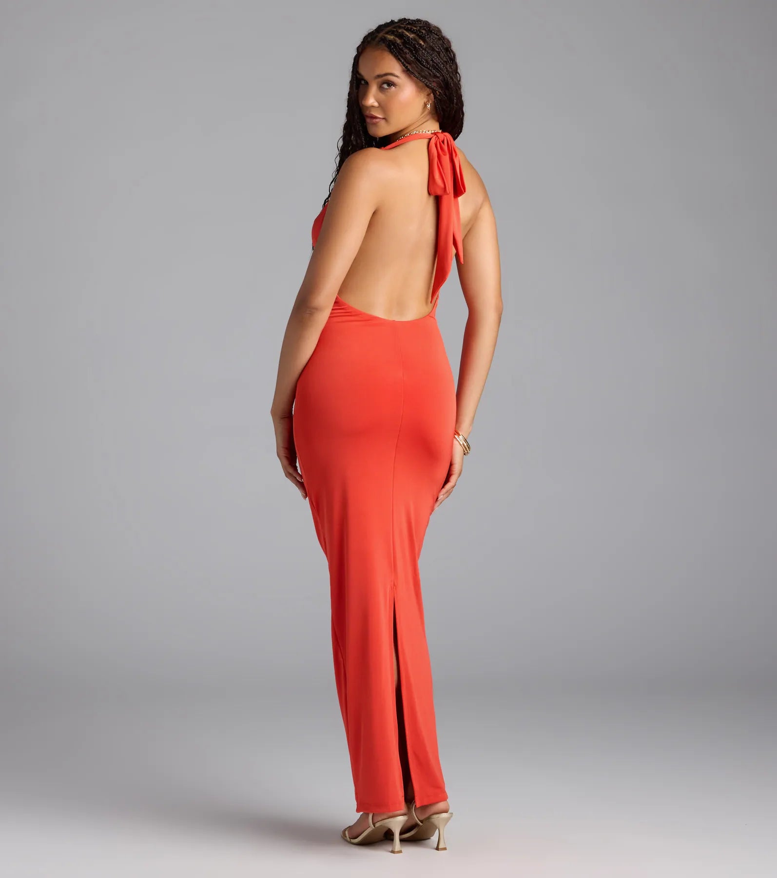 Alluring Sensation Halter Open Back Maxi Dress