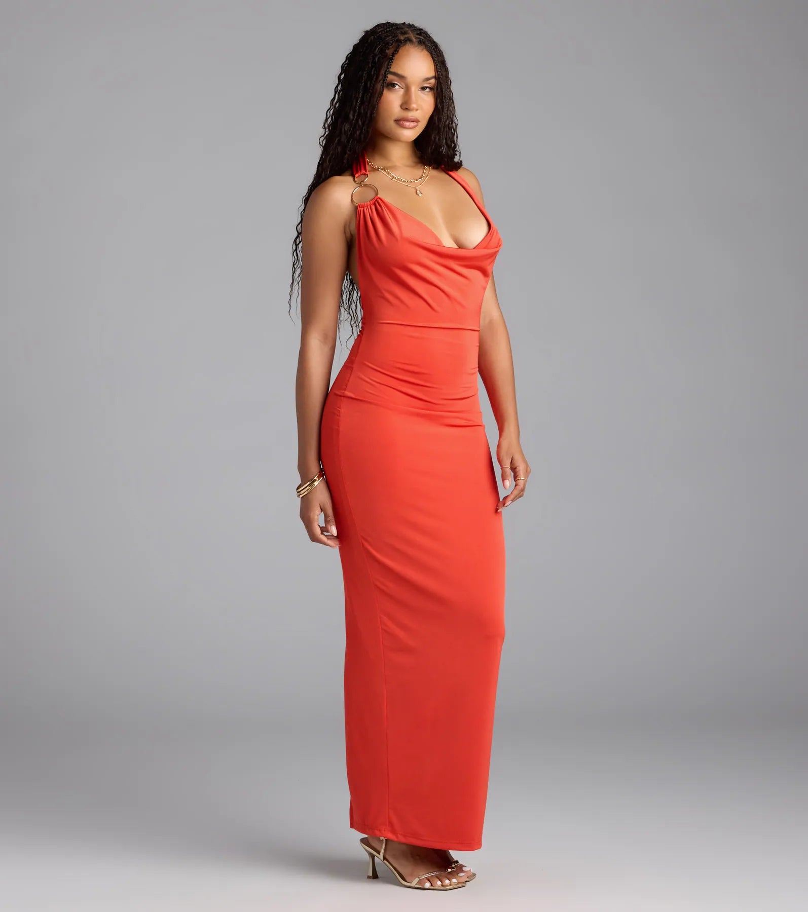 Alluring Sensation Halter Open Back Maxi Dress