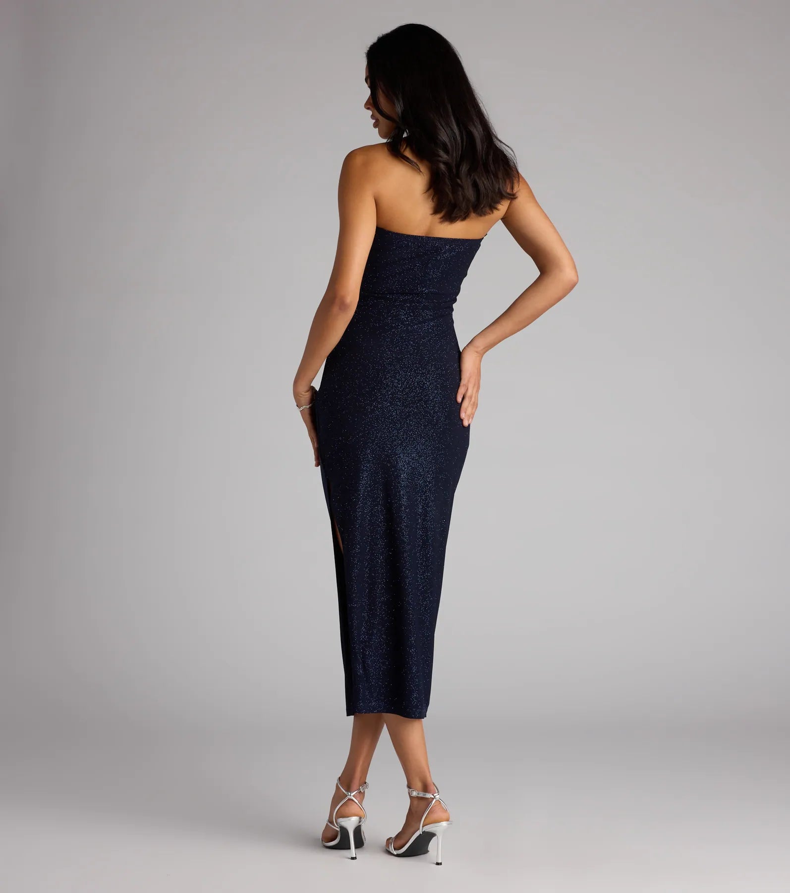Sparkle Plans Glitter Knit Midi Tube Dress