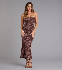 Alluring Bloom Flocked Floral Mesh Maxi Dress