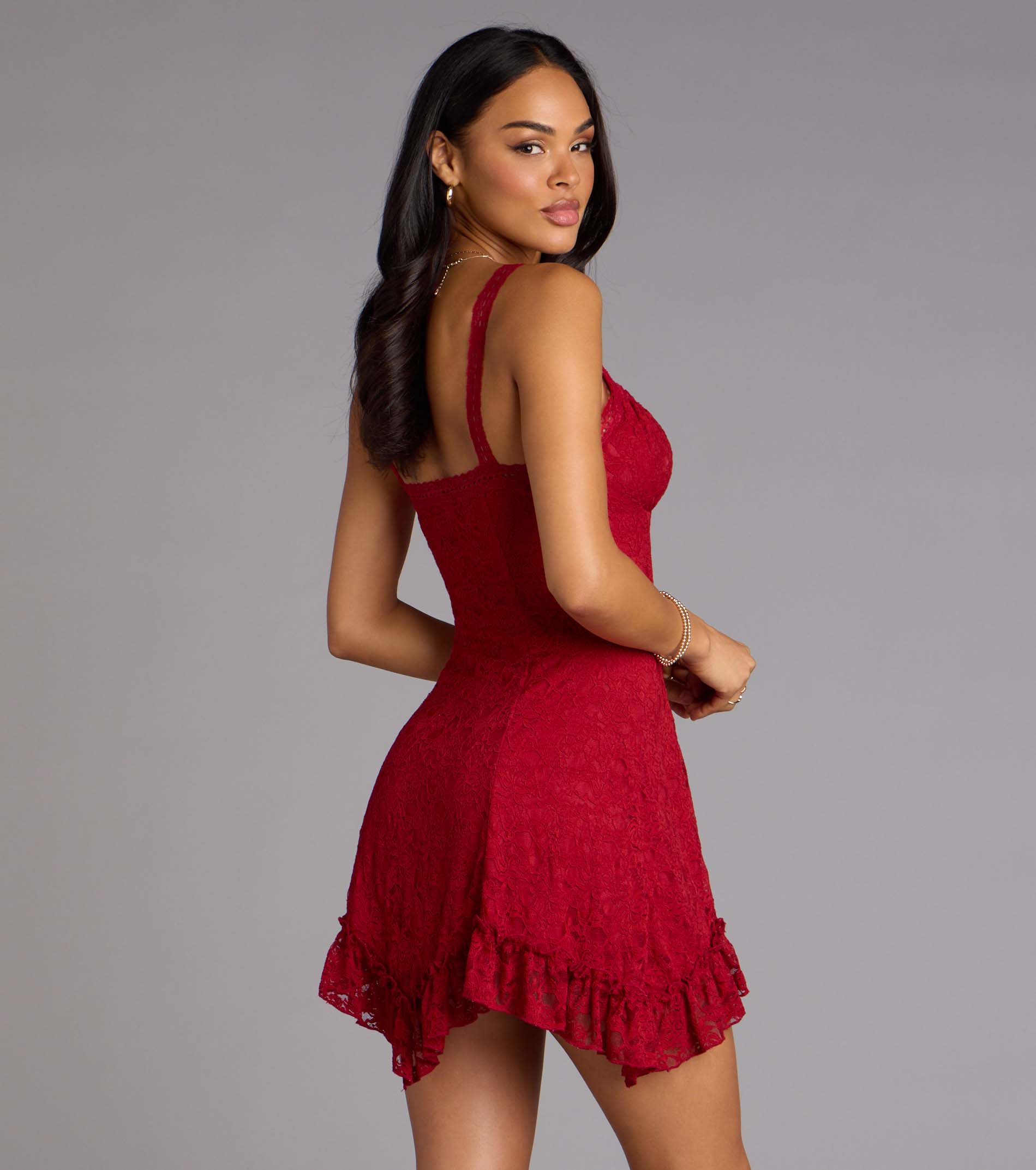 Desert Sun Lace Ruffle Mini Dress